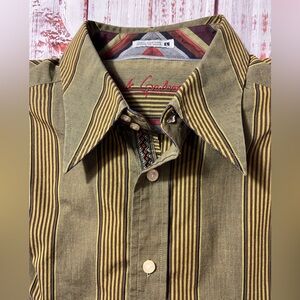 Robert Graham Olive and Gold Striped Men's Shirt